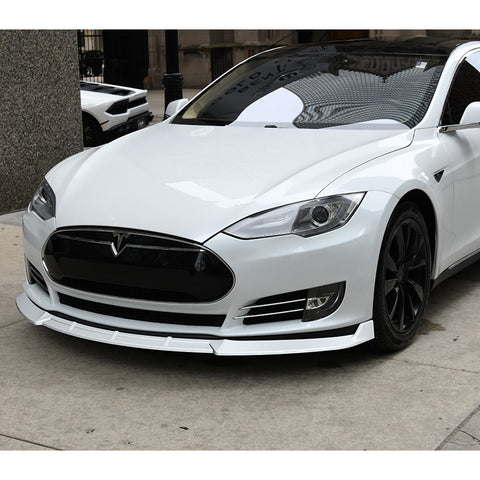 For 2012-2016 Tesla Model S V2 Painted White Front Bumper Splitter Spoiler Lip  3 Pcs