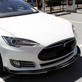 For 2012-2016 Tesla Model S Real Carbon Fiber Front Bumper Splitter Spoiler Lip  3 Pcs