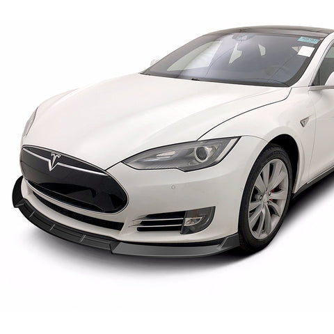 For 2012-2016 Tesla Model S V2 Matt Black Front Bumper Body Splitter Spoiler Lip  3 Pcs
