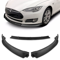 For 2012-2016 Tesla Model S V2 Matt Black Front Bumper Body Splitter Spoiler Lip  3 Pcs