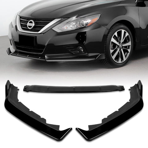 For 2016-2018 Nissan Altima 4DR Painted Black Front Bumper Splitter Spoiler Lip  3 Pcs