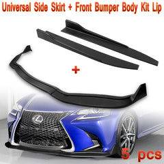 For 2016-2019 Lexus GS-Series Matt Black V2-Style Front Bumper Body Spoiler Lip + Side Skirt Rocker Winglet Canard Diffuser Wing  Body Splitter ABS (Matte Black) 5PCS