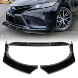 For 2021-2023 Toyota Camry SE / XSE Painted Black Front Bumper Splitter Spoiler Lip 3 Pcs