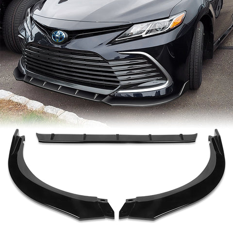 For 2021-2023 Toyota Camry LE / XLE Painted Black Front Lower Bumper Lip Spoiler 3pcs