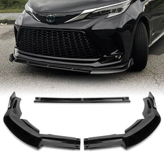 For 2021-2023 Toyota Sienna LE XLE MP-Style Painted BLK Front Bumper Spoiler Lip  3Pcs