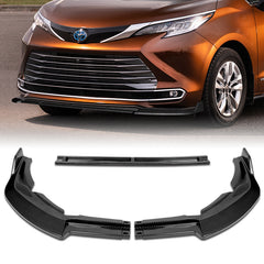 For 2021-2023 Toyota Sienna LE XLE MP-Style Carbon Look Front Bumper Spoiler Lip  3 Pcs