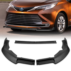 For 2021-2023 Toyota Sienna LE XLE MP-Style Matt Black Front Bumper Spoiler Lip  3Pcs