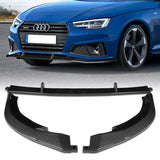 For 2019-2020 Audi A4 B9 S-Line Carbon Painted Front Bumper Splitter Spoiler Lip  3pcs