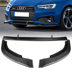 For 2019-2020 Audi A4 B9 S-Line Carbon Fiber Front Bumper Splitter Spoiler Lip  3pcs