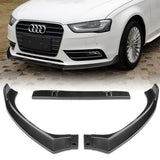 For 2013-2016 Audi A4 Quattro Carbon Look Front Bumper Splitter Spoiler Lip 3pcs