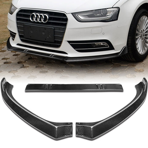 For 2013-2016 Audi A4 Quattro Carbon Fiber Front Bumper Splitter Spoiler Lip  3pcs