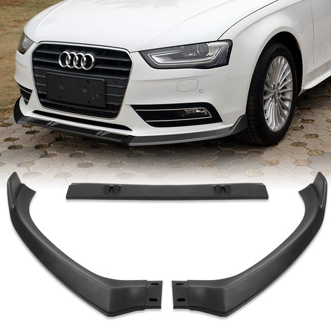 For 2013-2016 Audi A4 Quattro Matt Black Front Bumper Splitter Spoiler Lip 3pcs