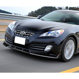 For 2010-2012 Hyundai Genesis Coupe Painted Black Front Bumper Body Spoiler Lip  3pcs