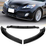 For 2010-2012 Hyundai Genesis Coupe Painted Black Front Bumper Body Spoiler Lip  3pcs