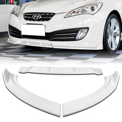 For 2010-2012 Hyundai Genesis Coupe Painted White Front Bumper Body Spoiler Lip  3pcs