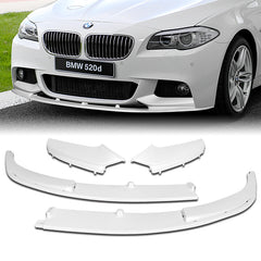 For 2011-2016 BMW F10 528i 530i M-Sport Painted White Front Bumper Spoiler Lip  3pcs