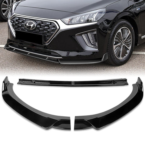 For 2017-2022 Hyundai IONIQ STP Painted Black Front Bumper Splitter Spoiler Lip  3pcs