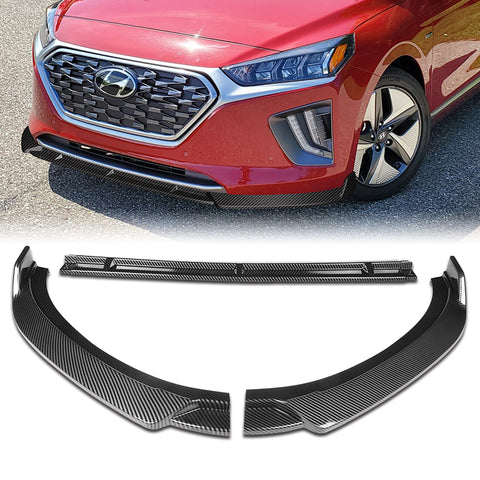 For 2017-2022 Hyundai IONIQ STP Carbon Look Front Bumper Splitter Spoiler Lip  3pcs