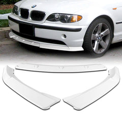 For 2002-2005 BMW 3-Series E46 Sedan Painted White Front Bumper Body Spoiler Lip  3pcs