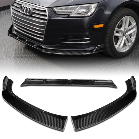 For 2017-2018 Audi A4 B9 Real Carbon Fiber Front Bumper Splitter Spoiler Lip  3pcs