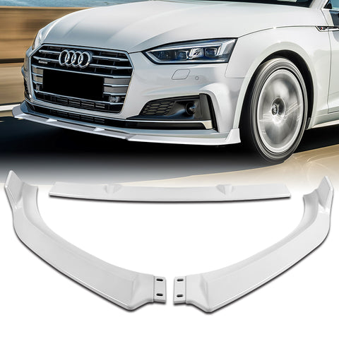For 2017-2018 Audi A5 B9 Painted White Front Bumper Body Spoiler Splitter Lip  3pcs
