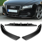 For 2008-2012 Audi A5 / Quattro Carbon Fiber Front Bumper Spoiler Splitter Lip  3pcs