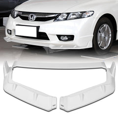 For 2009-2011 Honda Civic 4DR GT-Style Painted White Front Bumper Spoiler Lip  3pcs