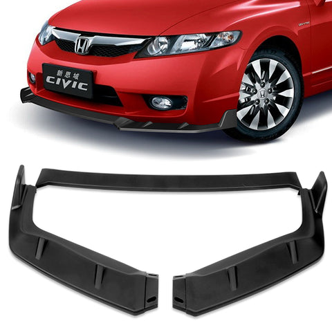 For 2009-2011 Honda Civic 4DR GT-Style Matt Black Front Bumper Body Spoiler Lip  3pcs