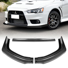 For 2008-2015 Mitsubishi Evolution R-Style Carbon Look Front Bumper Spoiler Lip  3pcs