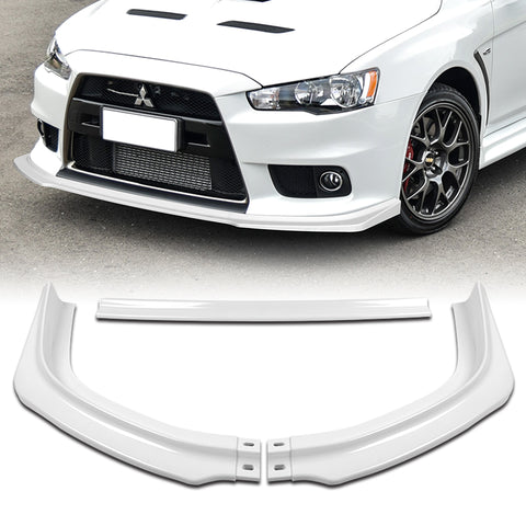 For 2008-2015 Mitsubishi EVO X R-Style Painted White Front Bumper Spoiler Lip  3pcs