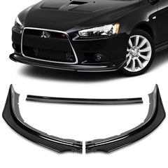 For 2009-2015 Lancer GT GTS RA-Style Painted Black Front Bumper Body Spoiler Lip  3pcs