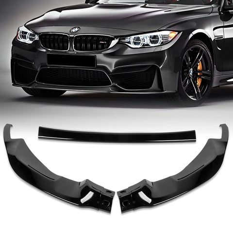 For 2015-2019 BMW F80 F82 F83 M3 M4 GT-Style Painted Black Front Bumper Body Lip  3pcs