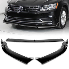 For 2016-2019 Volkswagen Passat Painted Black Front Bumper Splitter Spoiler Lip  3pcs