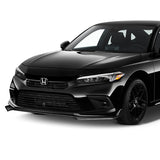 For 2022-Up Honda Civic Sedan Painted Black Front Bumper Splitter Spoiler Lip  3 pcs