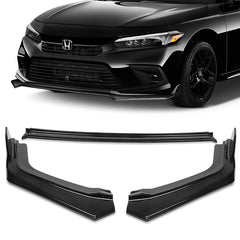 For 2022-2024 Honda Civic Sedan Painted Black Front Bumper Splitter Spoiler Lip  3 pcs