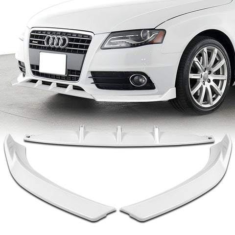 For 2009-2012 Audi A4 B8 Sedan STP-Style Painted White Front Bumper Spoiler Lip  3pcs