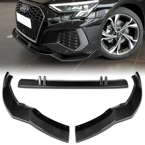 For 2022-2023 Audi S3 STP-Style Carbon Fiber Front Bumper Splitter Spoiler Lip  3pcs