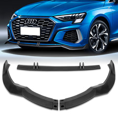 For 2022-2023 Audi S3 STP-Style Matt Black Front Bumper Splitter Spoiler Lip 3pcs