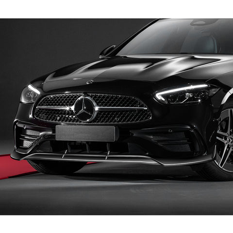 For 2022-2023 Mercedes-Benz C-Class W206 AMG Line Painted Black Front Bumper Lip  3pcs