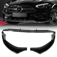 For 2022-2024 Mercedes-Benz C-Class W206 AMG Line Painted Black Front Bumper Lip  3pcs