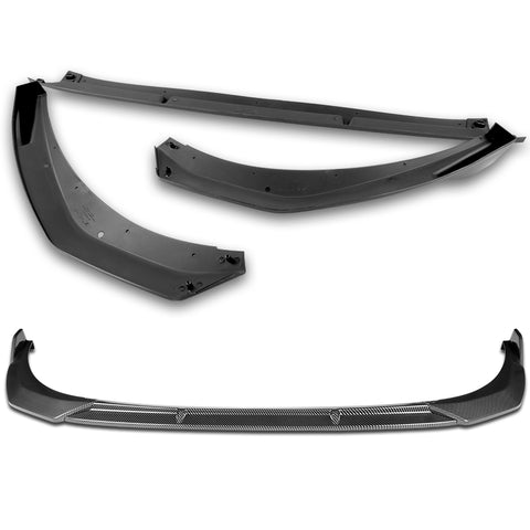 For 2019-2021 Kia Forte STP-Style Carbon Look Front Bumper Splitter Spoiler Lip  3pcs