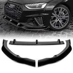 For 2020-2022 Audi A4 S4 B10 S-Line Painted Black Front Bumper Body Spoiler Lip  3pcs