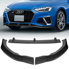 For 2020-2022 Audi A4 S4 B10 S-Line Carbon Painted Front Bumper Body Spoiler Lip  3pcs