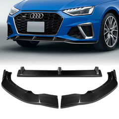 For 2020-2022 Audi A4 S4 S-Line Carbon Fiber Front Bumper Spoiler Splitter Lip  3pcs