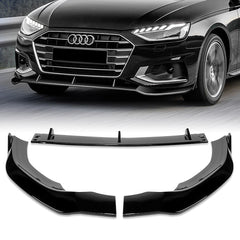 For 2020-2022 Audi A4L Quattro Painted Black Front Bumper Splitter Spoiler Lip  3pcs