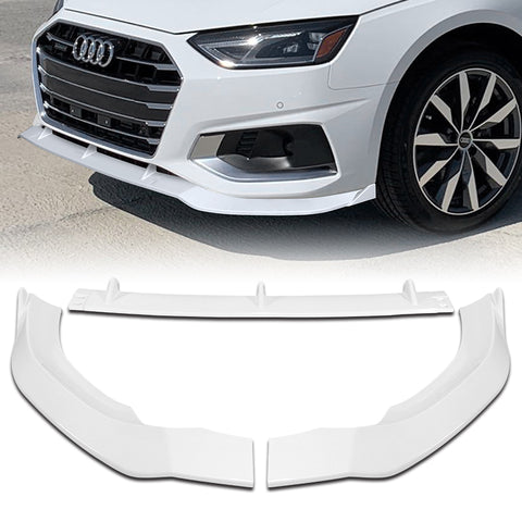 For 2020-2022 Audi A4L Quattro Painted White Front Bumper Splitter Spoiler Lip  3pcs