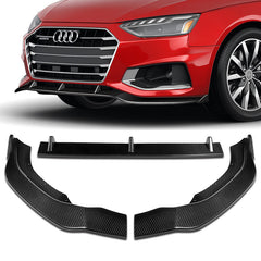 For 2020-2022 Audi A4 Quattro Carbon Fiber Front Bumper Splitter Spoiler Lip  3pcs