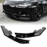 For 2004-2008 Mazda RX8 RX-8 MS-Style Painted Black Front Bumper Spoiler Lip  2pc