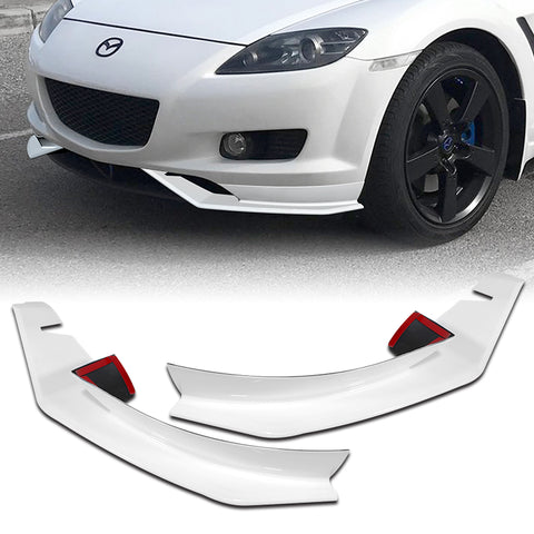 For 2004-2008 Mazda RX8 RX-8 MS-Style Painted White Front Bumper Spoiler Lip  2pc