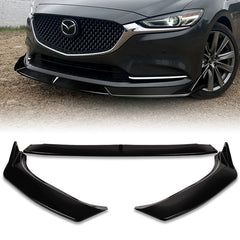 For 2019-2021 Mazda 6 Atenza JDM Painted Black Color Front Bumper Splitter Spoiler Lip Kit 3 Pieces